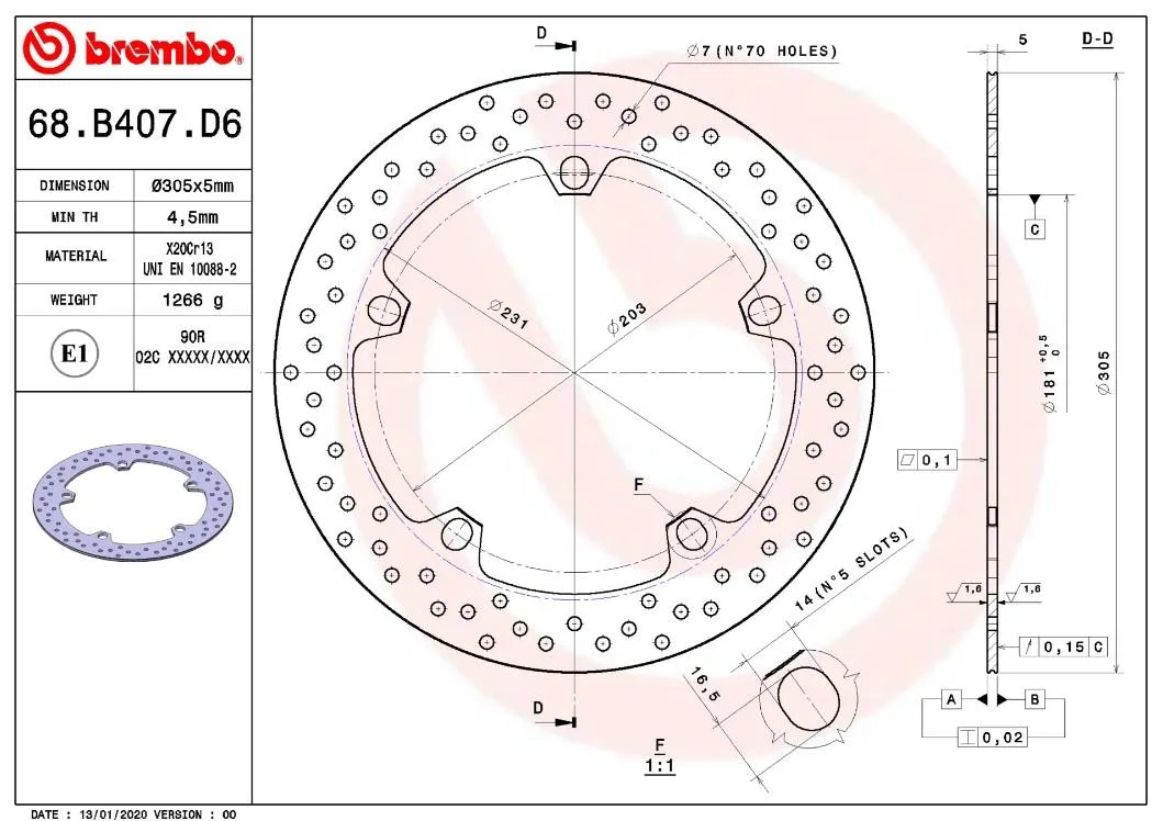 BREMBO Ön Fren Diski 305MM R1200 GS 68B407D6