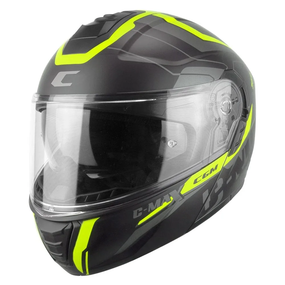 CGM 569G C - Max City Çene Açılır Kask Siyah / Sarı - S