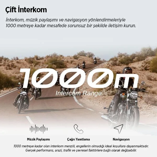 BLAISE GT1 Duo Bluetooth Motosiklet Intercom Siyah - İkili Set