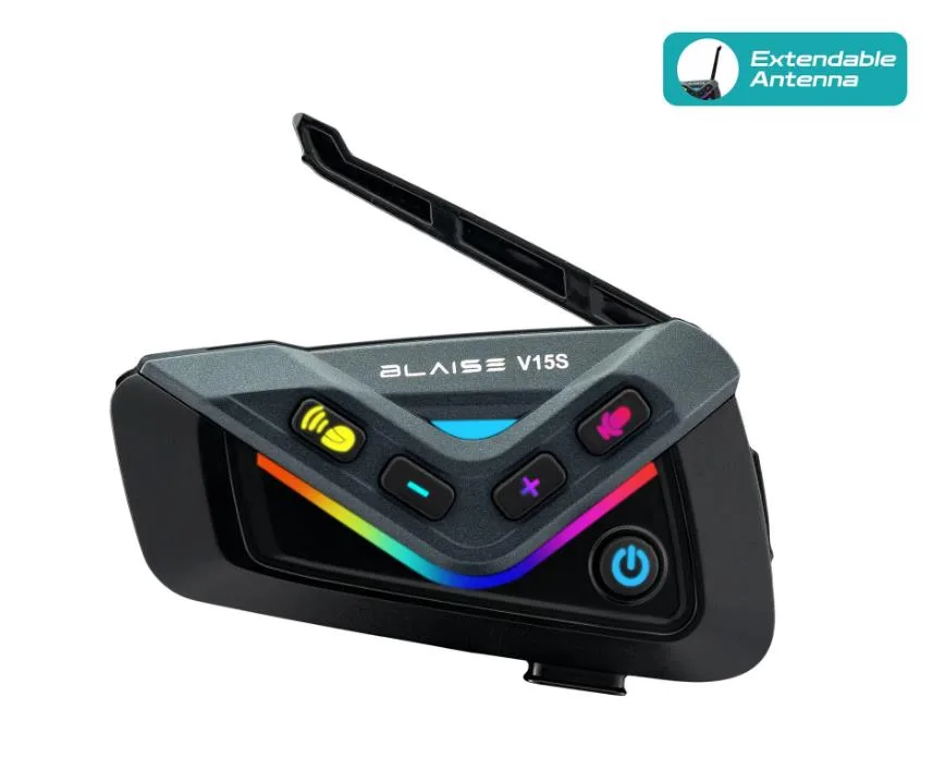 BLAISE V15S Bluetooth + Mesh Motosiklet Intercom Siyah