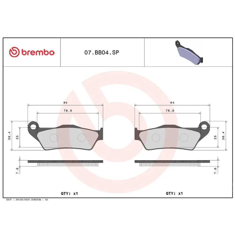 BREMBO Sinter Arka Fren Balatası GS 1290 Multistrada 07BB04SP