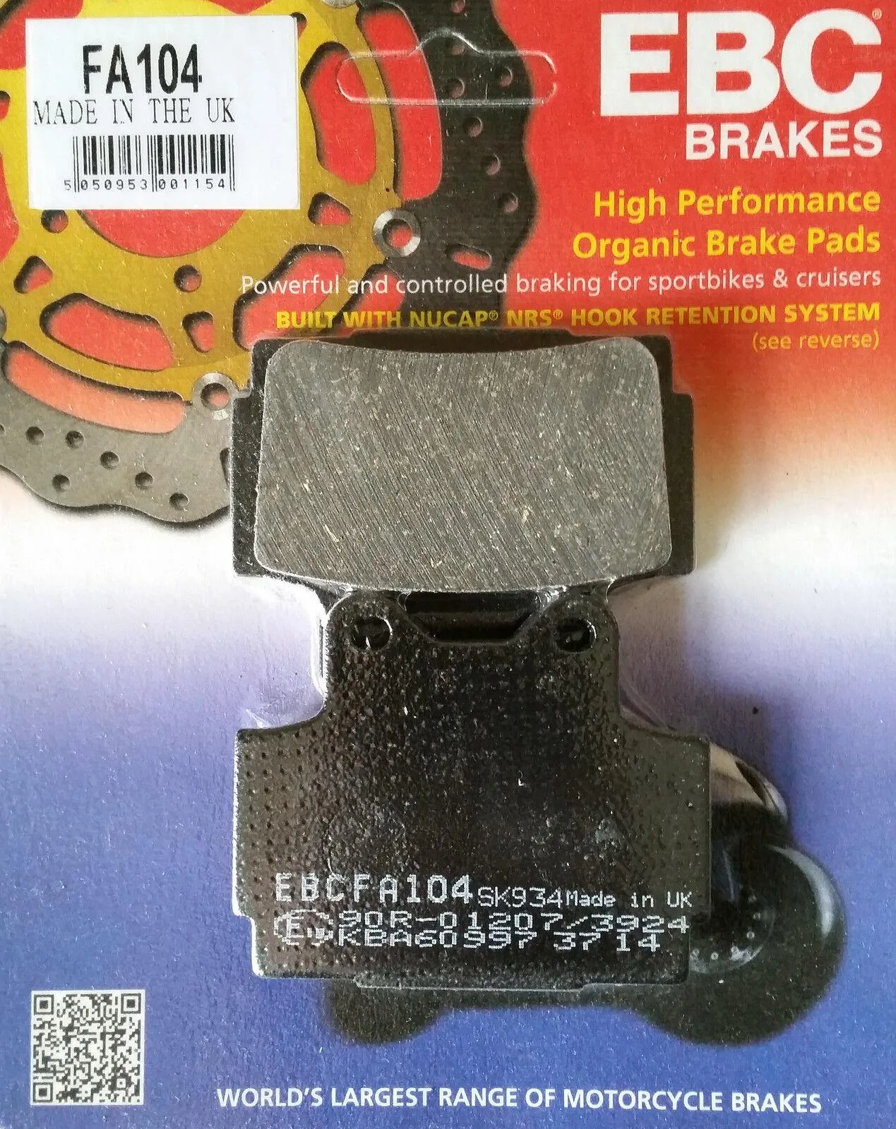 EBC FA104 FZ / FZR400, FZS600 Fazer 1998-2003, XJ600 1992-2003 Arka Fren Balatası