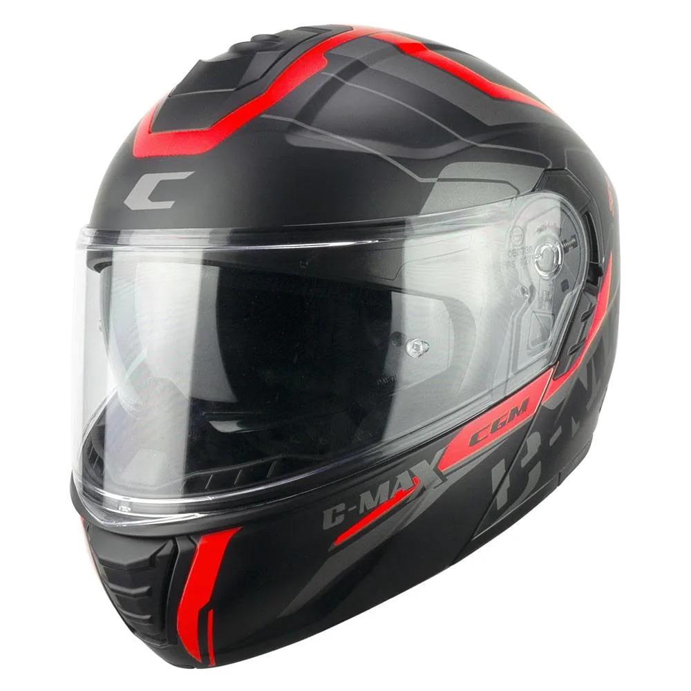 CGM 569G C - Max City Çene Açılır Kask Siyah / Kırmızı - S
