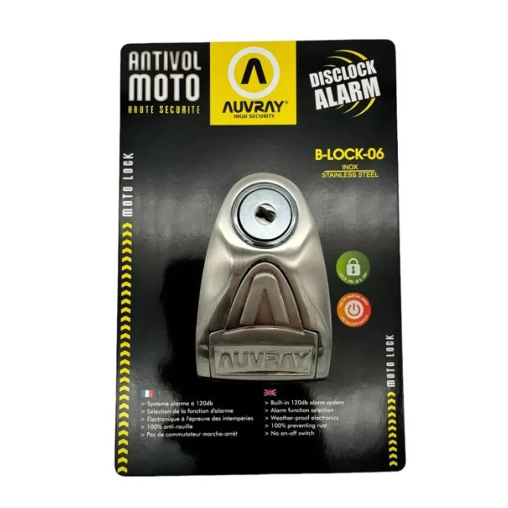 AUVRAY B - Lock 06 Alarmlı Disk Kilidi 6 MM 120DB Inox Çelik