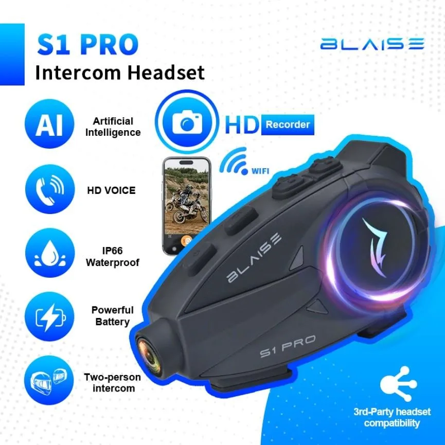 BLAISE S1-PRO Kameralı Bluetooth Motosiklet İnterkom