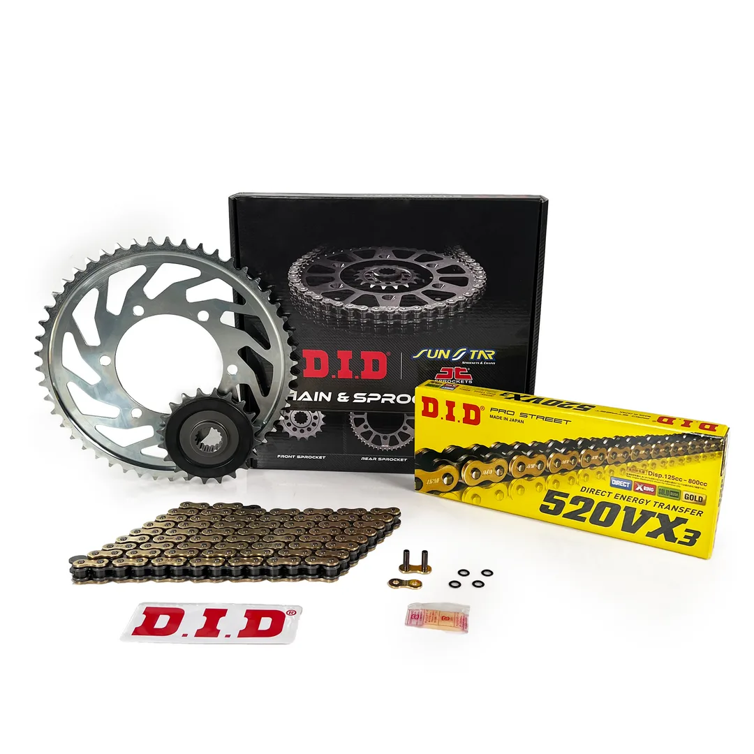 Zincir Dişli Seti - Yamaha WR F (450 CC) - (2007-2009) - Zincir : DID-520VX3 (Gold)-114 / Dişli : (14T -50T) - Ön Dişli (Orj+1)
