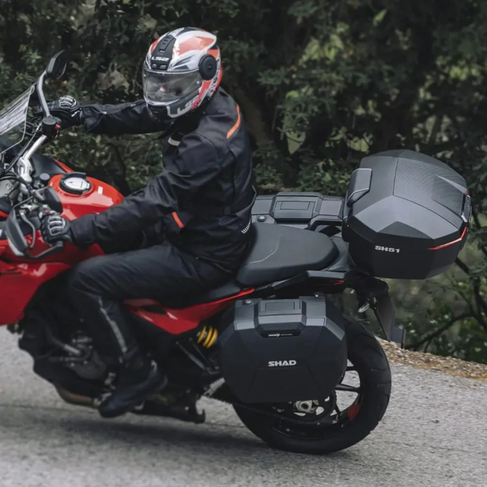 SHAD SH51 Karbon Kapaklı Motosiklet Topcase Arka Çanta 51L D0B51106